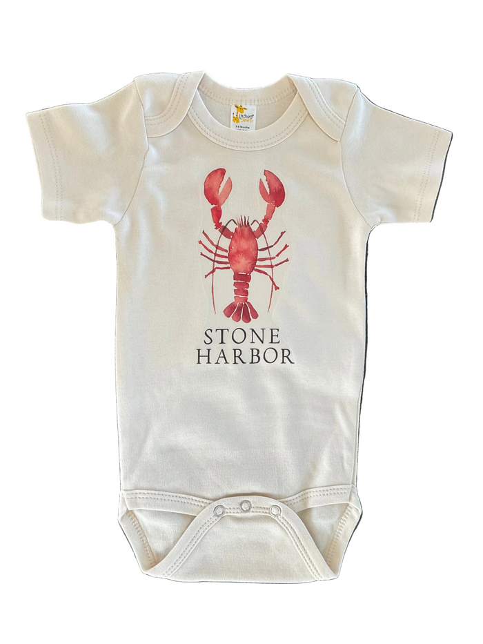 Stone Harbor Watercolor Red Lobster Onesie