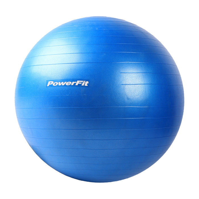ANTI-BURST GYM BALL WITH FOOT PUMP 75CM-BLUE