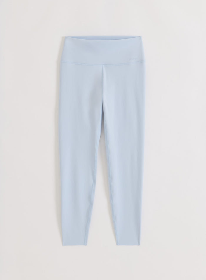 Aura light blue high-waisted Sense Tights by aim'n featuring soft, squat proof fabric in a flat lay.