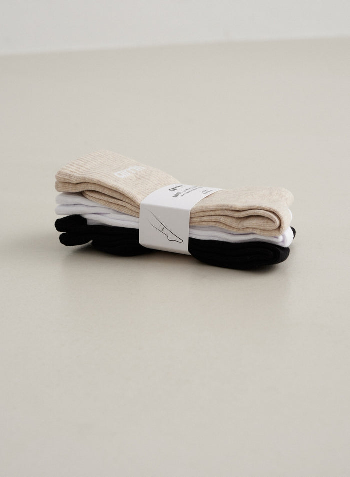 Beige Melange Aim'n Logo Socks 3-pack