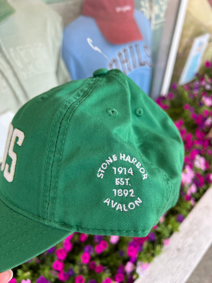 BIRDS Kelly green hat (Stone Harbor est Avalon on side)