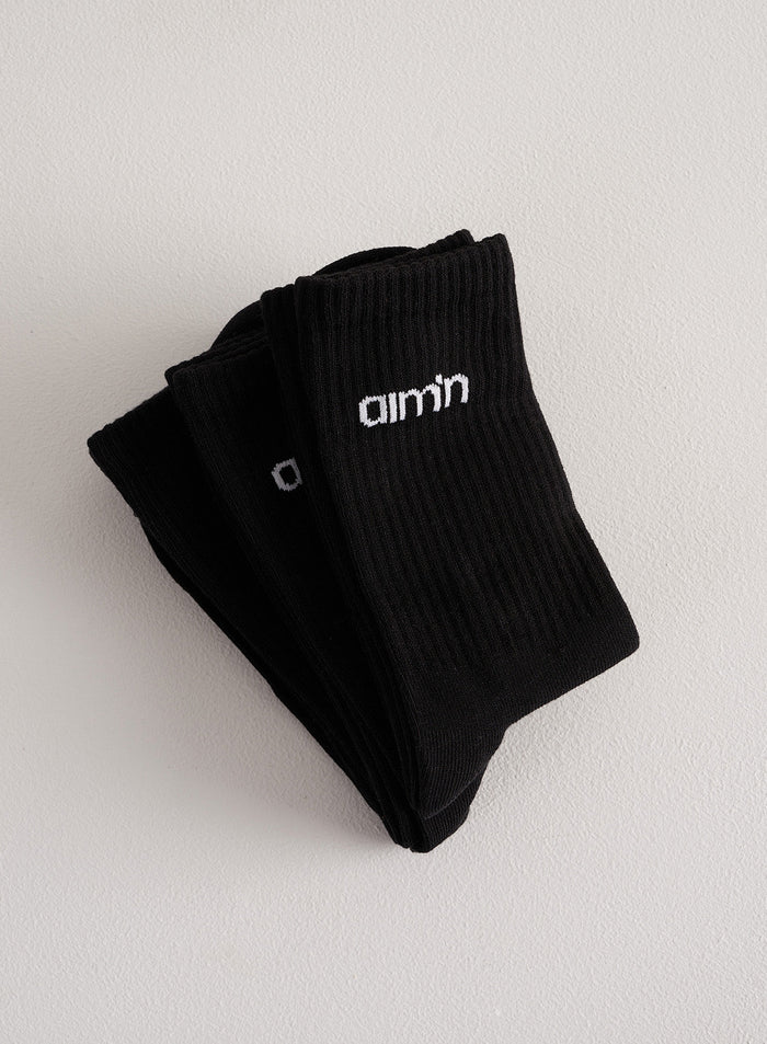Black Aim'n Logo Socks 3-Pack