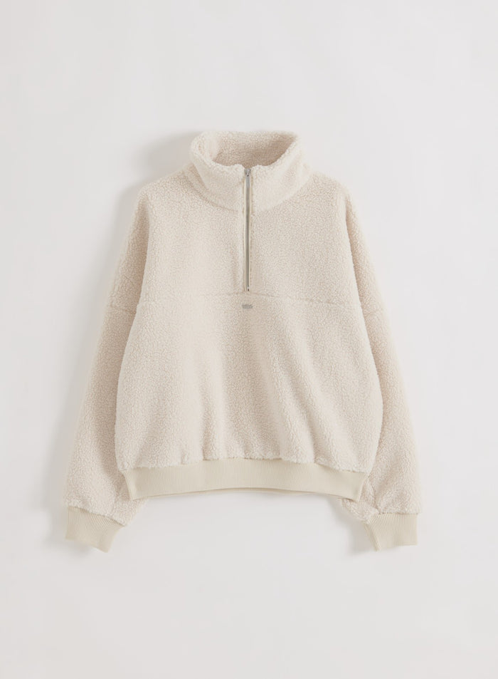 Cream Pile Half Zip