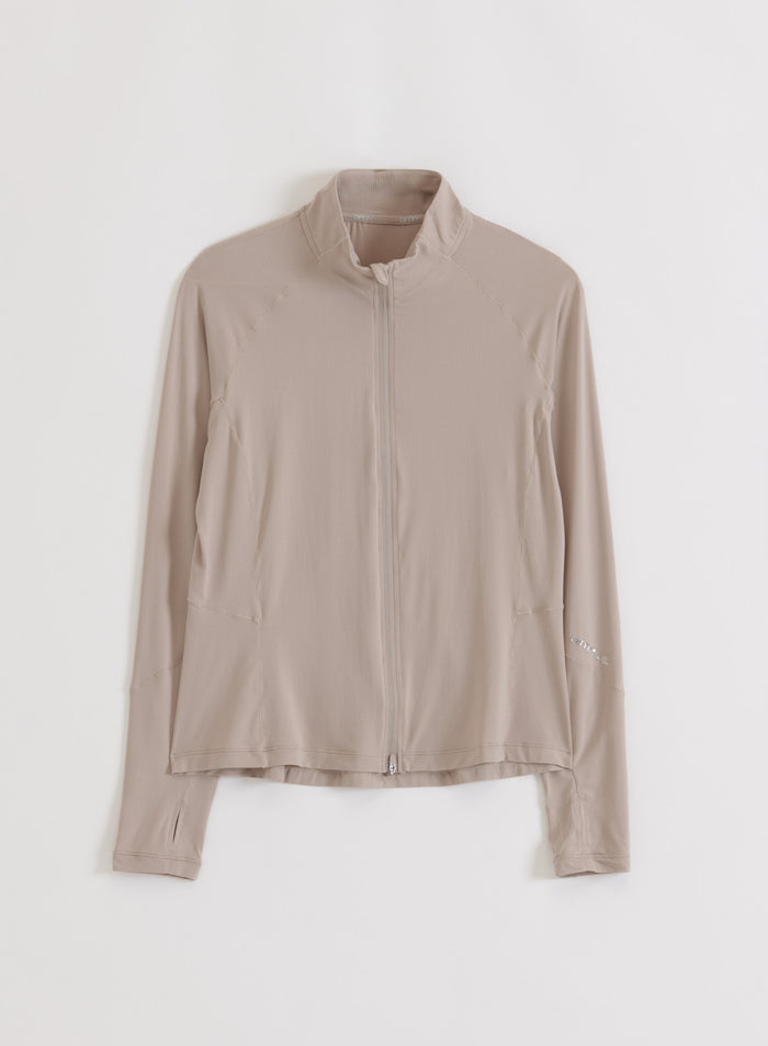 Dark Clay Running Zip Long Sleeve