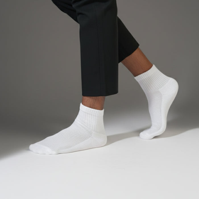 Men's Cushioned White Joggers Ankle Sports Socks- Pack of 3