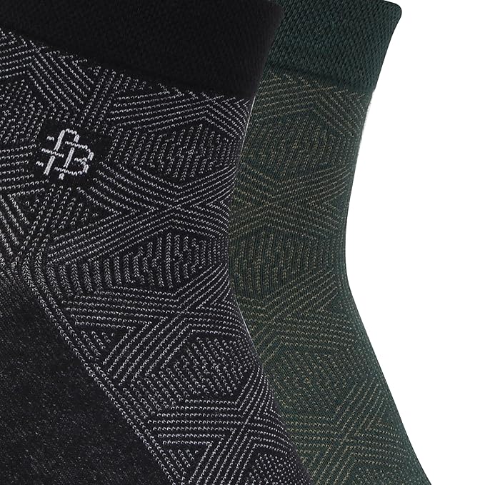 Men’s Geometric Pattern Ankle Socks (Black & B.Green)