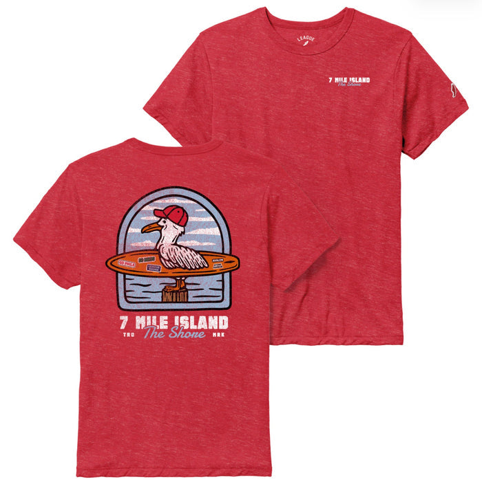 Mens Seagull Surf's Up Tee - Heather True Red