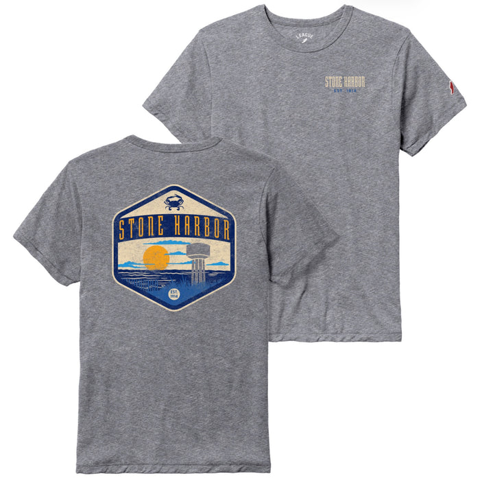 Mens Stone Harbor Water Tower sun Tee - Fall Heather