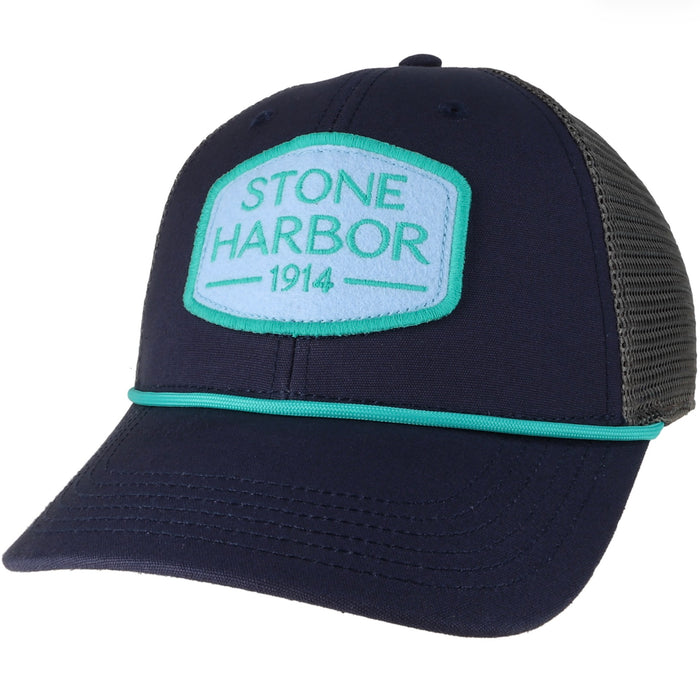 Stone Harbor Low Profile SnapBack Navy/Dark Grey (teal rope patch)