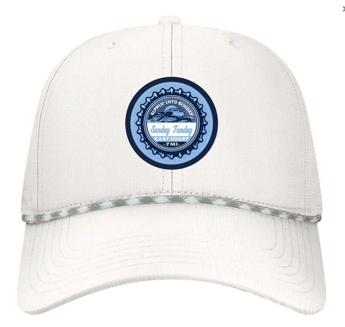 Sunday Funday White Bottle Cap Ripper Hat w/rope