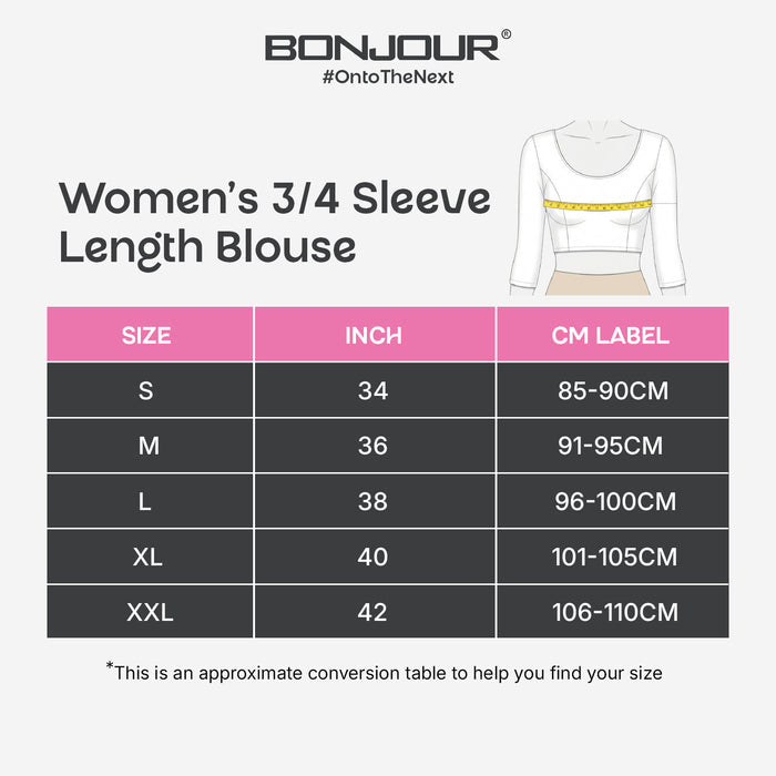 Vami Women's 3/4 Length Cotton Stretchable Readymade Plain Blouse - Maroon