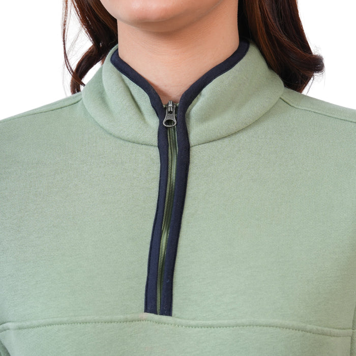 Women’s Half Zip Sweatshirt for Winter - (Loden Forest))