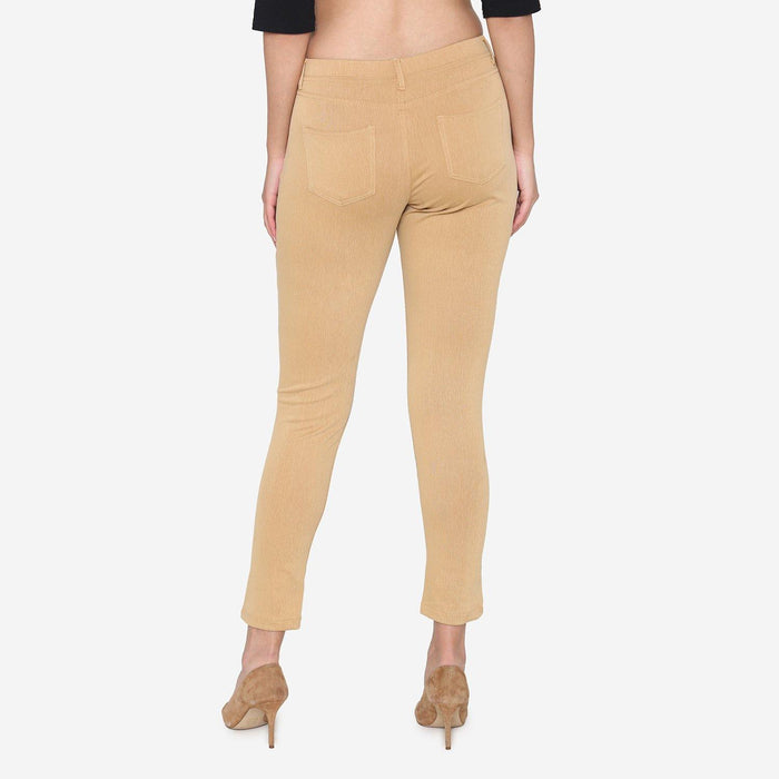 Vami Women's Cotton Stretchable Jeggings - Beige - Bonjour Group