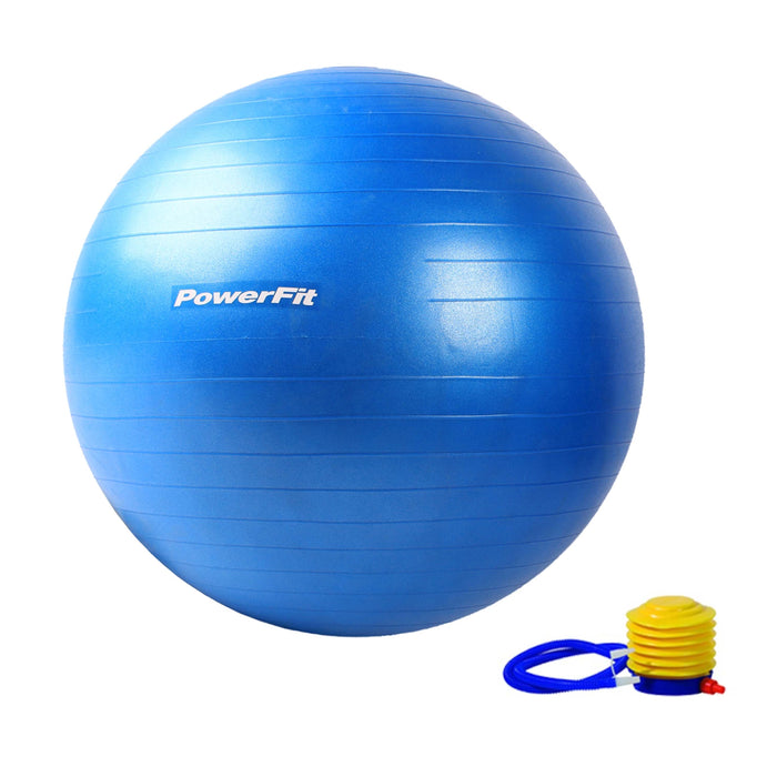 ANTI-BURST GYM BALL WITH FOOT PUMP 75CM-BLUE