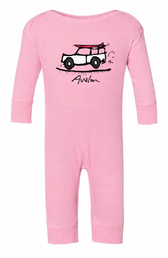 Avalon Infant Long Romper Road Trip Pink