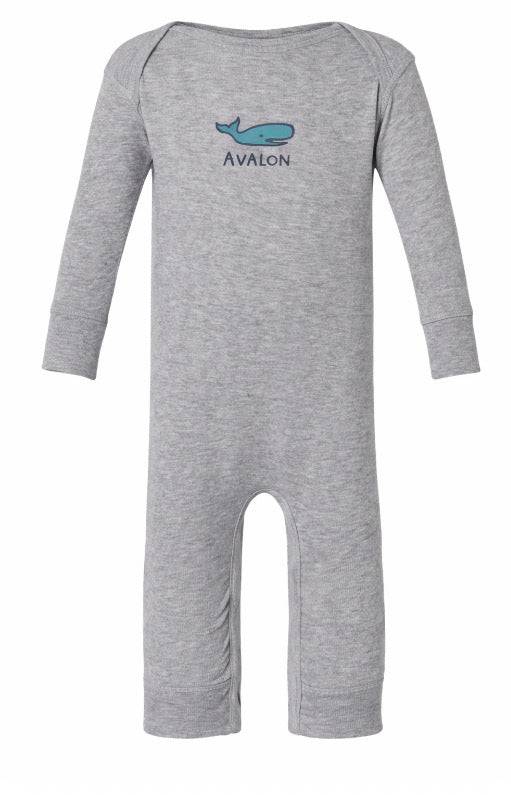 Avalon Infant Long Romper Whale Heather