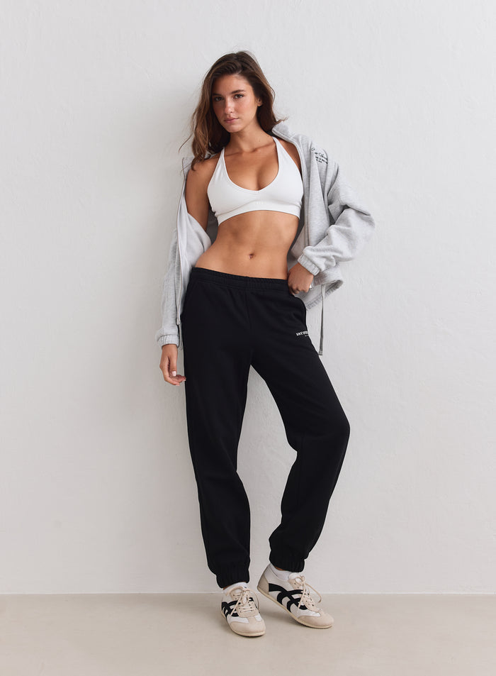 Black aim'n Classic Sweatpants in soft brushed jersey with a relaxed fit, mid-waist, and cuffed ankles. [S-163cm]