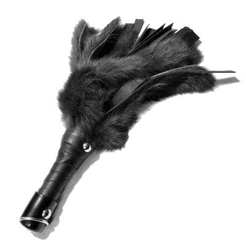 Black Fur & Leather Flogger