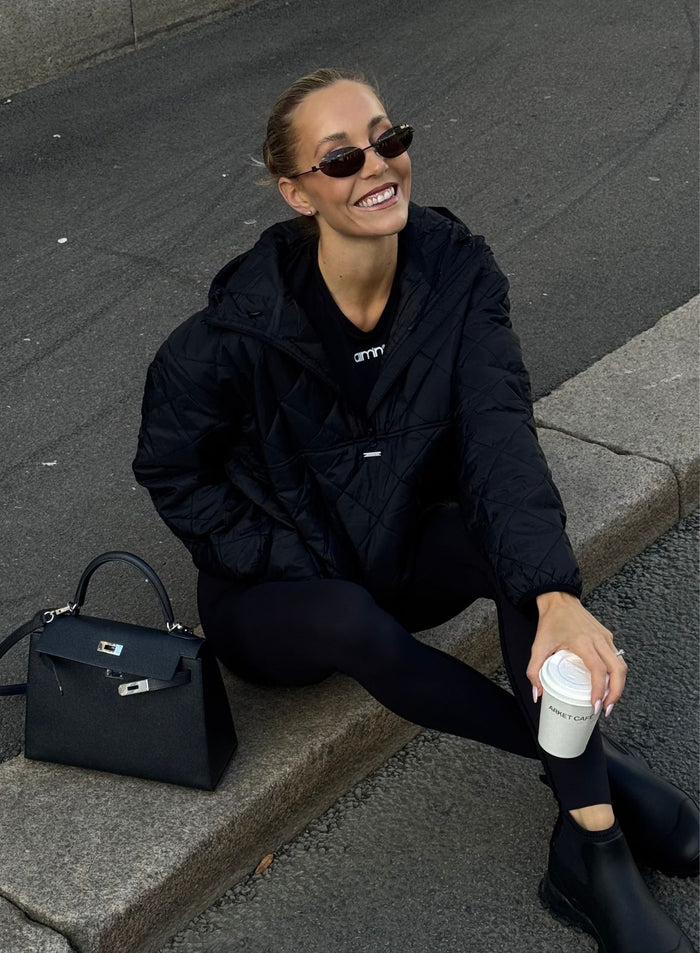 Black Oversized Quilted Anorak