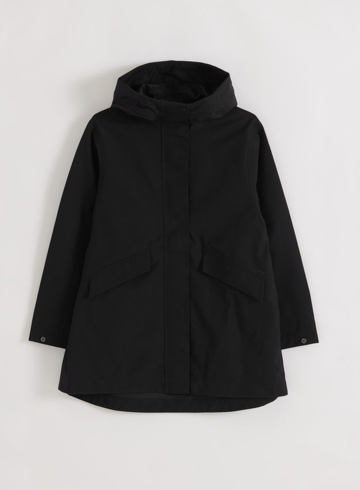 Black Waterproof Hood Jacket displayed in a flatlay view