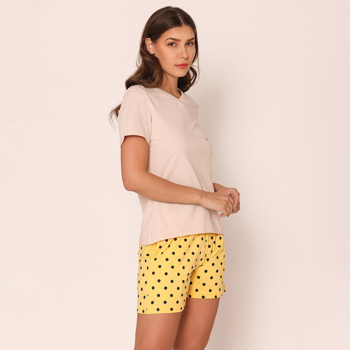 Bonjour Knitted Women's Shorts Lounge Wear Set