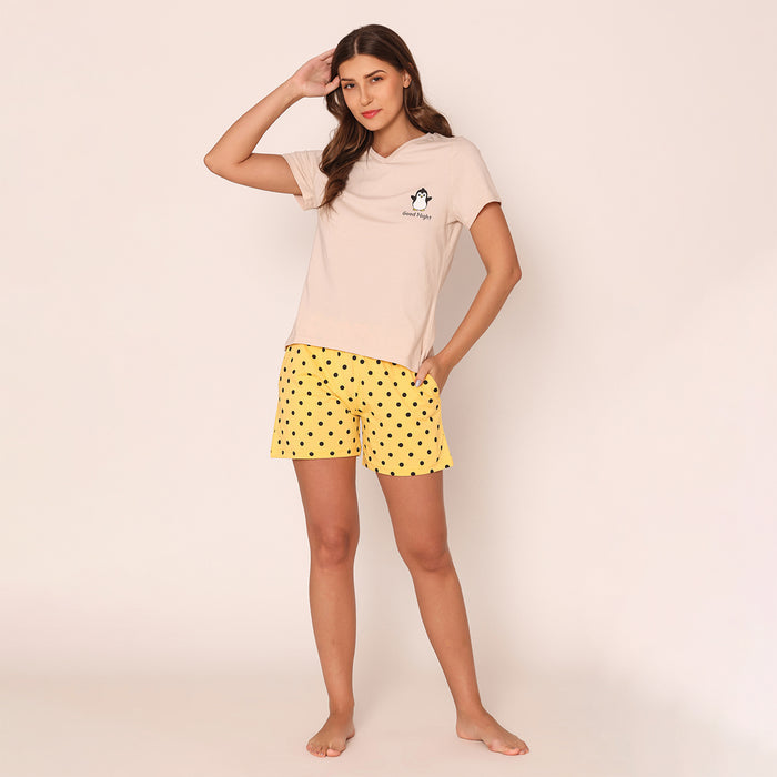 Bonjour Knitted Women's Shorts Lounge Wear Set