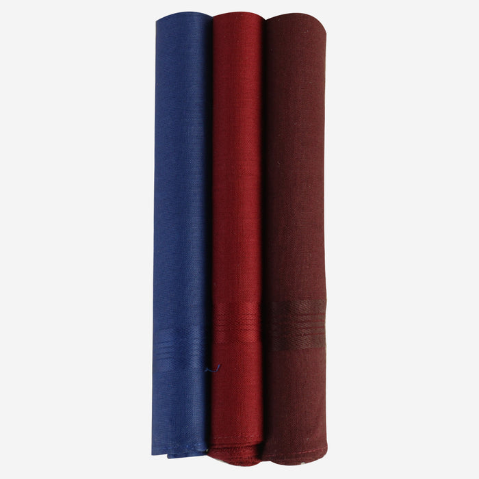 Bonjour Men's Darks Collection 100% Cotton Handkerchief (Pack of 3)