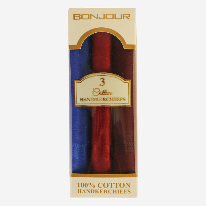 Bonjour Men's Darks Collection 100% Cotton Handkerchief (Pack of 3)