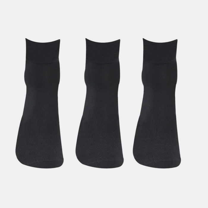 Bonjour Solid Collection Bamboo Ankle Socks for Men - Pack of 3 (Black)