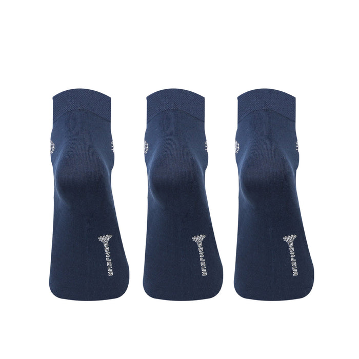 Bonjour Solid Collection Bamboo Ankle Socks for Men - Pack of 3 (Navy)