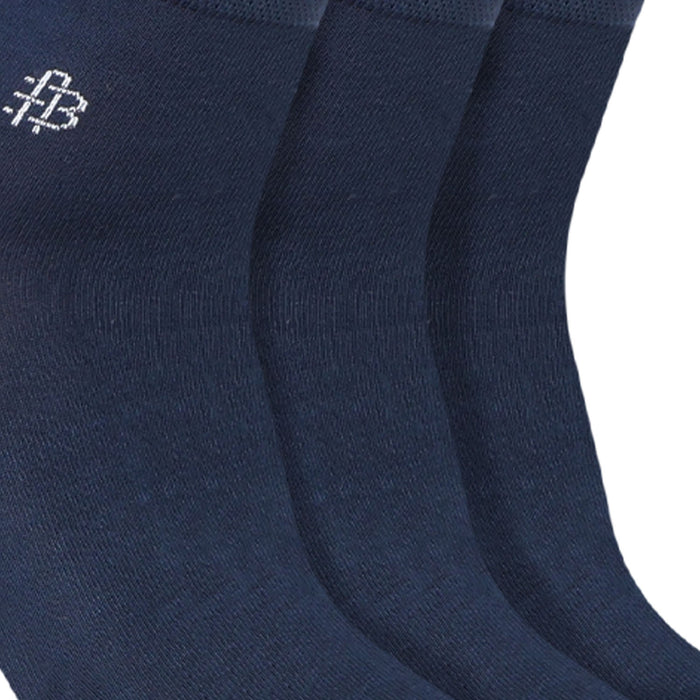 Bonjour Solid Collection Bamboo Ankle Socks for Men - Pack of 3 (Navy)