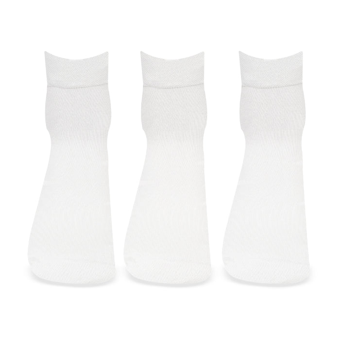 Bonjour Solid Collection Bamboo Ankle Socks for Men - Pack of 3 (White)