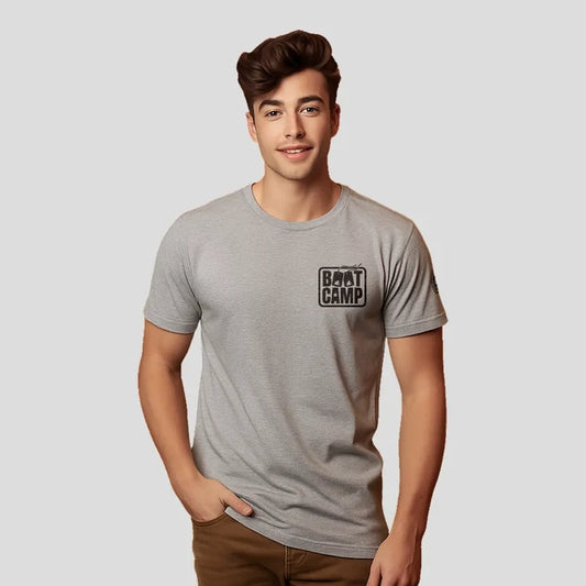 Bontact BOOT CAMP Round-Neck Half Sleeve T-Shirt (Lt.Grey Mel)