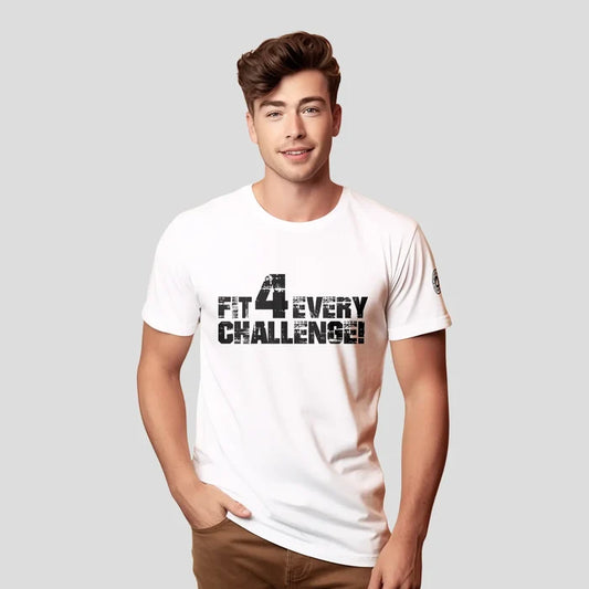 Bontact FIT 4 EVERY CHALLENGE Round-Neck Half Sleeve T-Shirt (White)