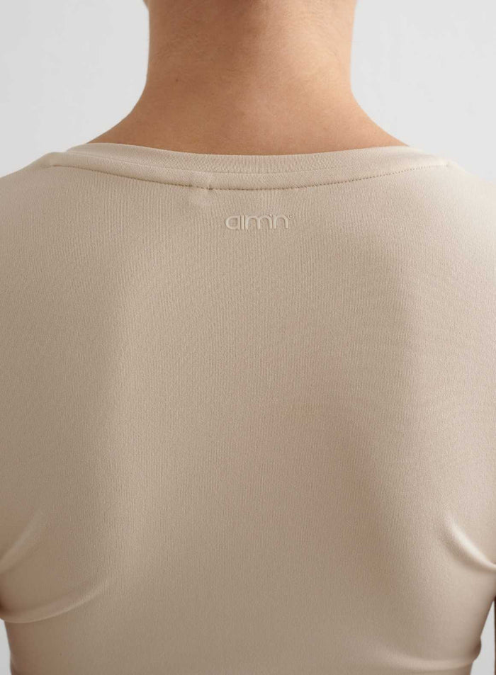 Café Au Lait Soft Basic V-neck Short Sleeve