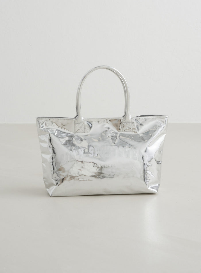Silver Chrome Tote Bag
