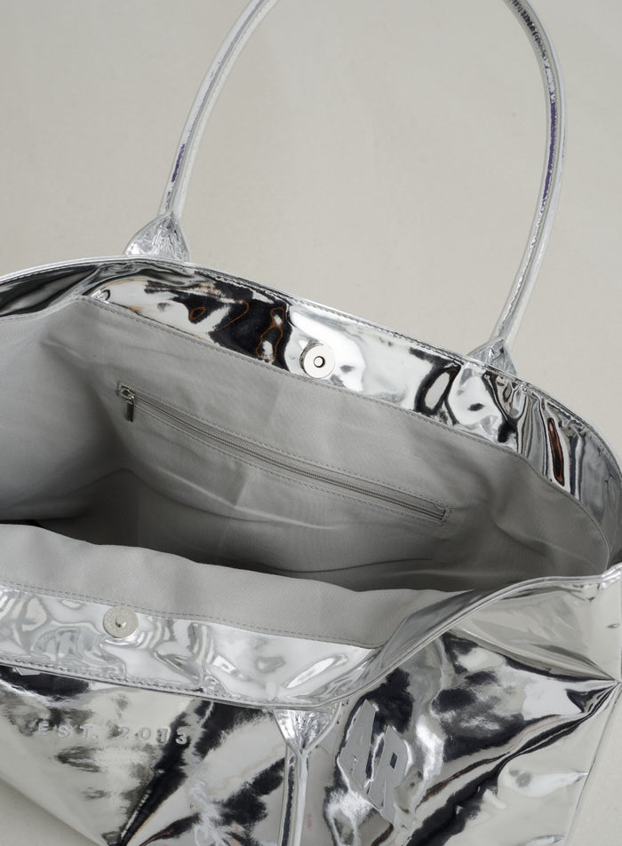 Silver Chrome Tote Bag