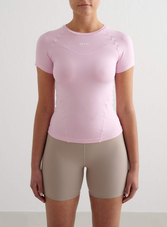 Cotton Candy pink Soft Basic Short Sleeve top by aim'n featuring a round neckline and second skin feel.