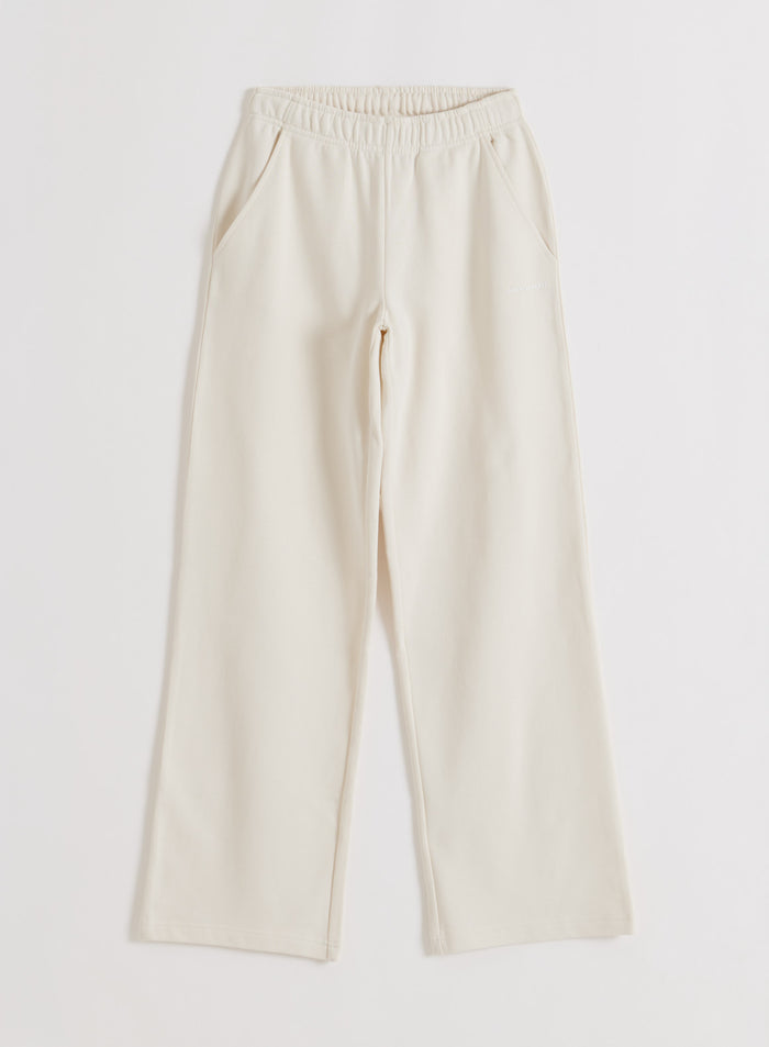 Cream wide-leg Chunky Terry Sweatpants featuring structured cotton terry and an elastic waistband by aim'n.