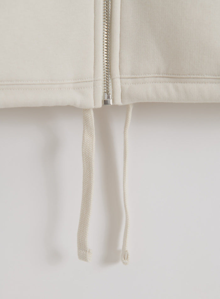 Cream Varsity Sweat Zip Hood