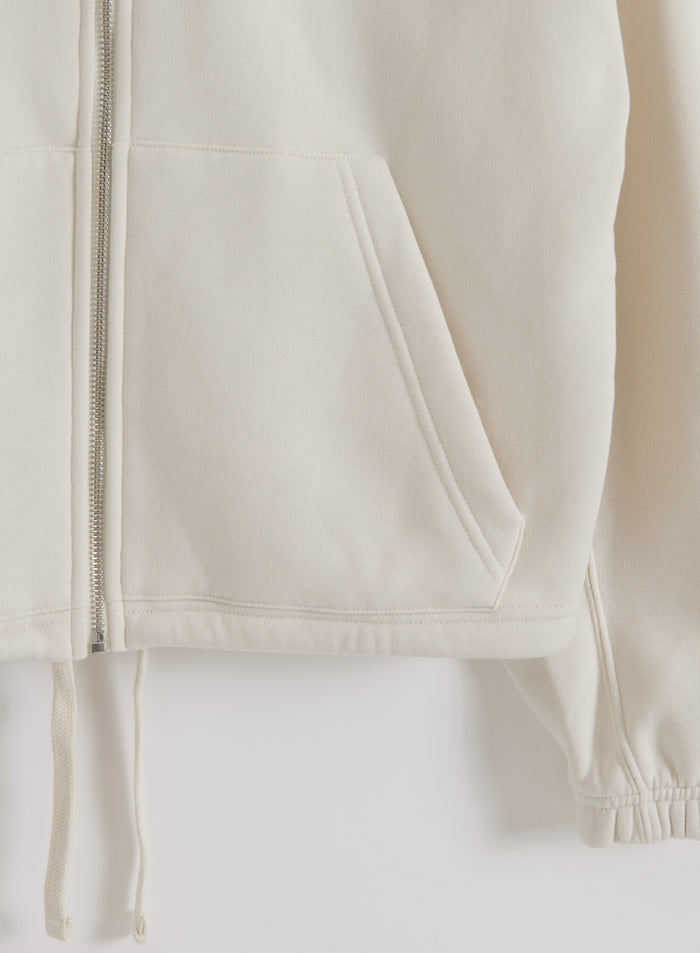 Cream Varsity Sweat Zip Hood