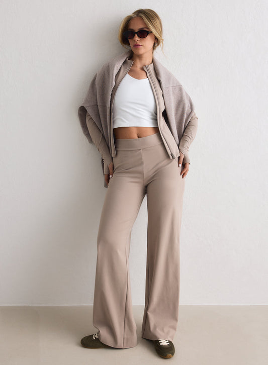 Dark Clay Sense Tall Pants by aim'n featuring a relaxed wide-leg fit and high waist, styled for lifestyle. [M-170cm]