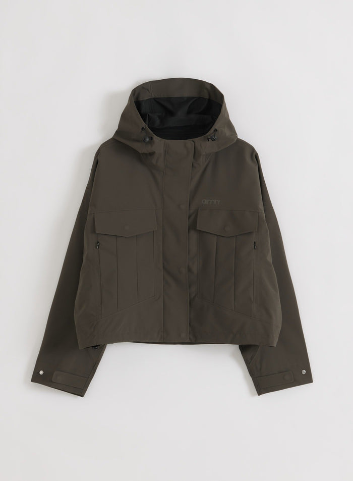 Dark Ivy Waterproof Jacket in a flatlay view