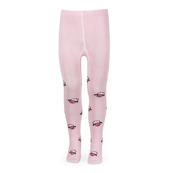 Fancy knitted Sheep Print Tights for Baby Girls & Baby Boys - Baby Pink
