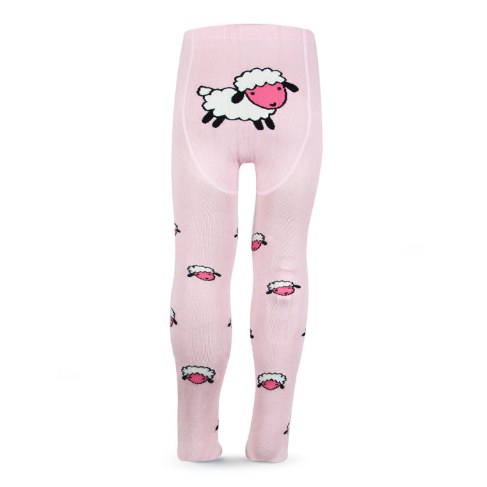 Fancy knitted Sheep Print Tights for Baby Girls & Baby Boys - Baby Pink