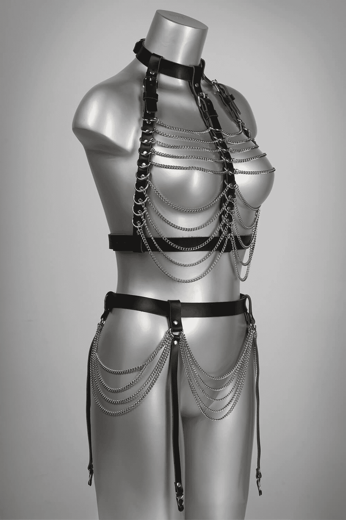 Fascinate Leather Chain Garter Belt