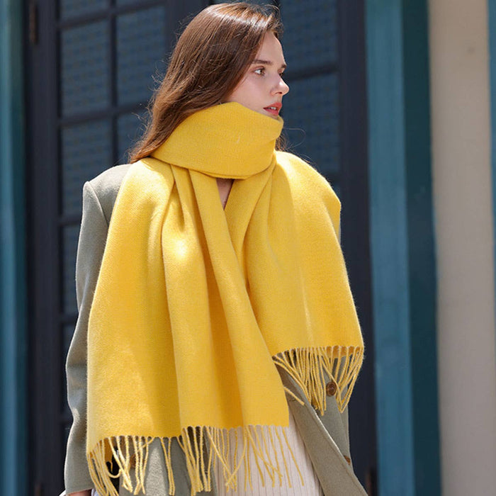 Fashion Scarf - Soft Faux Cashmere with Tassels_CWASC0174: DARKGREEN / (OS) 1