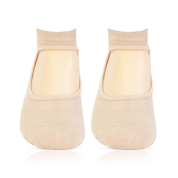 Girls Anti-Skid (Gripper) Yoga Socks In Skin Color -  Pack Of 2