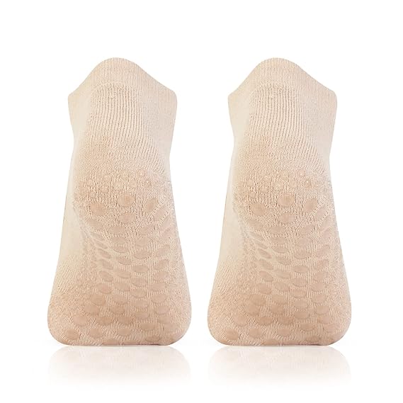 Girls Anti-Skid (Gripper) Yoga Socks In Skin Color -  Pack Of 2