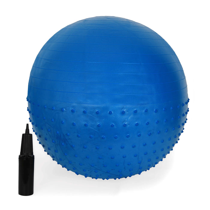 HALF MASSAGE GYM BALL WITH FOOT PUMP QJ-BALL007 75CM-BLUE